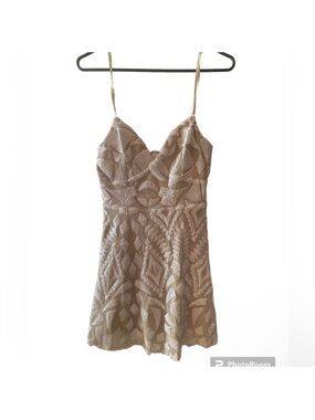 Revolve Superdown nude and white sequin dress xs